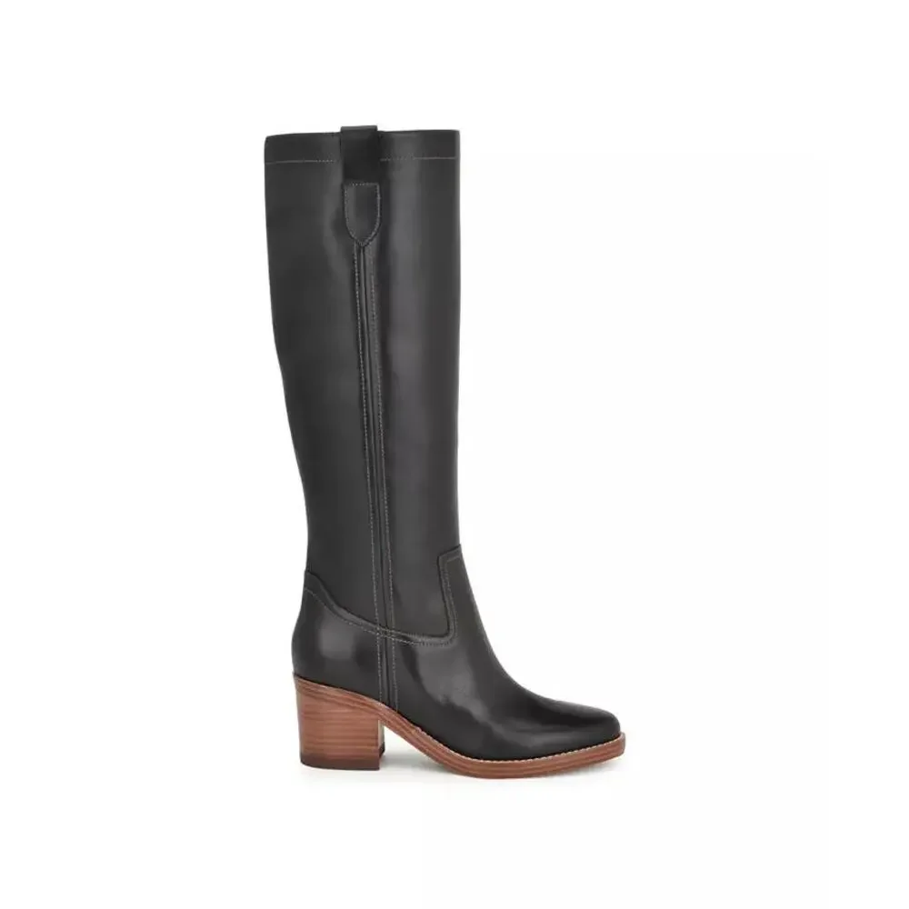Nine West Women's Hecee Leather Black Boots Size 8.5 MSRP $269